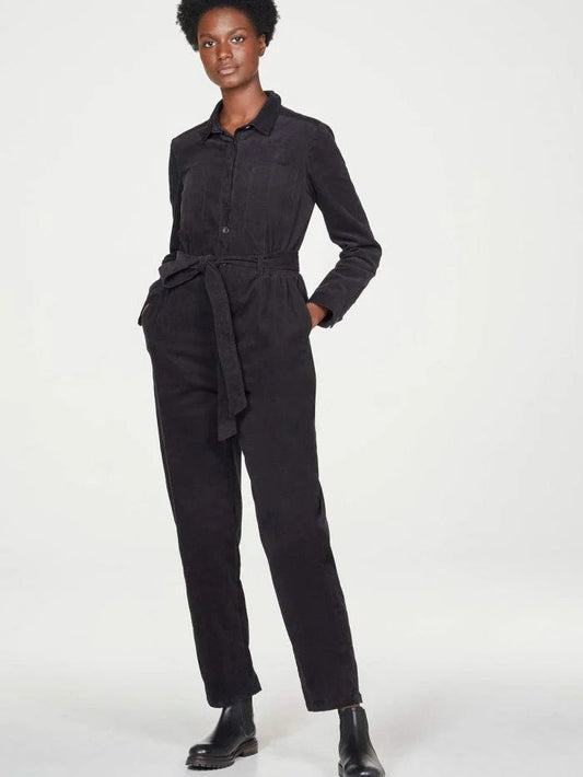 Thought Poppie Tie Waist Boiler Suit Black