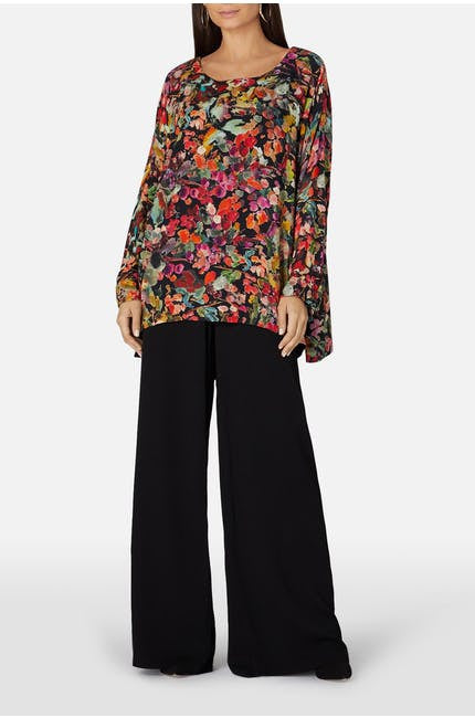 Sahara Painterly Floral Print Top Multicoloured