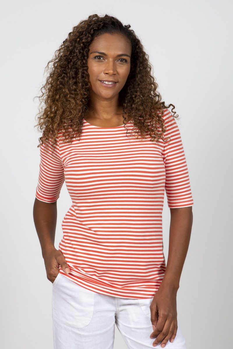 Lily and Me Rockpool Top Papaya Stripe
