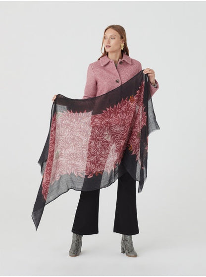 Nice Things Leaves and Animals Scarf Black