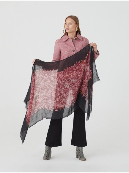 Nice Things Leaves and Animals Scarf Black
