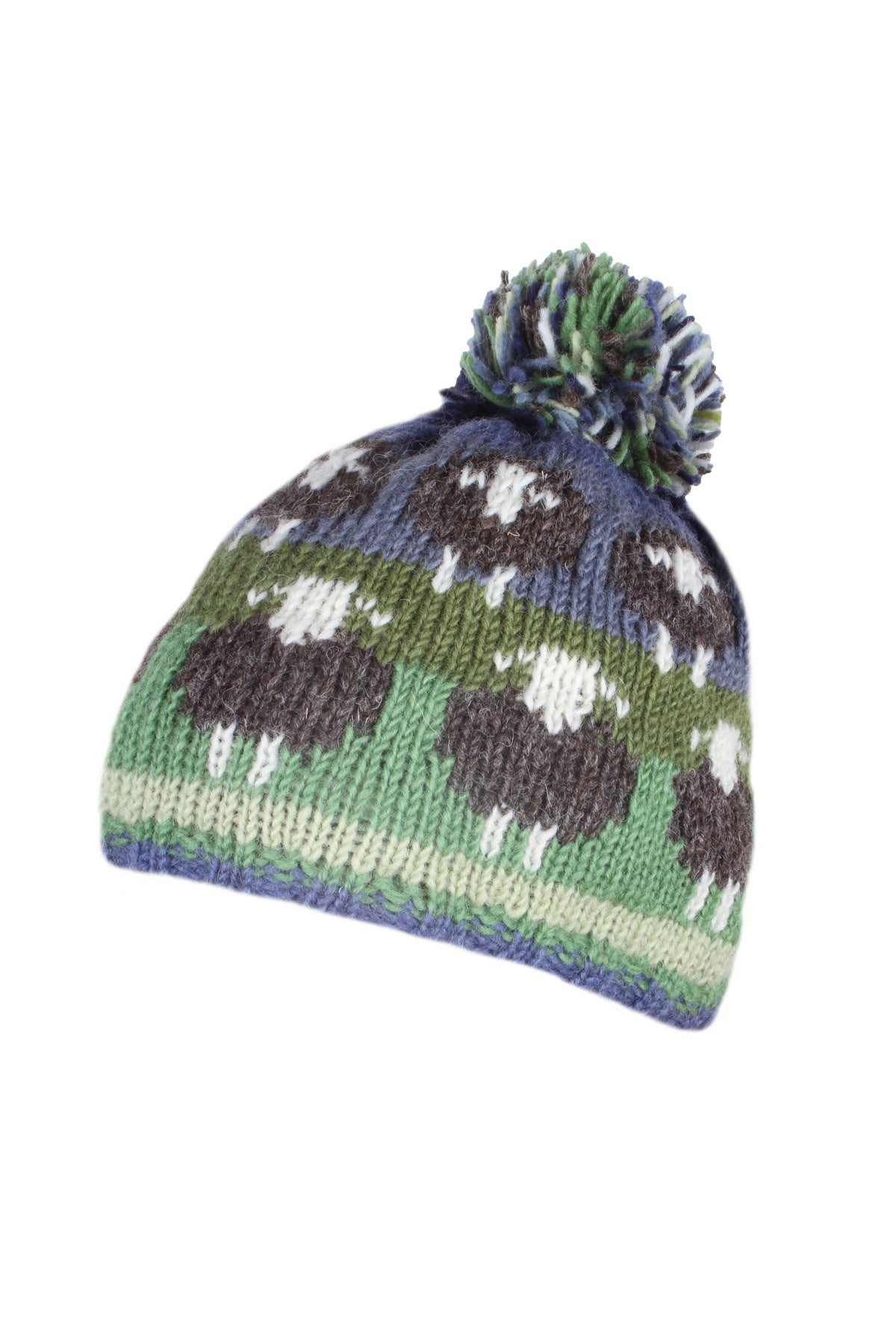 Pachamama Flock of Herdwick Bobble Beanie Green