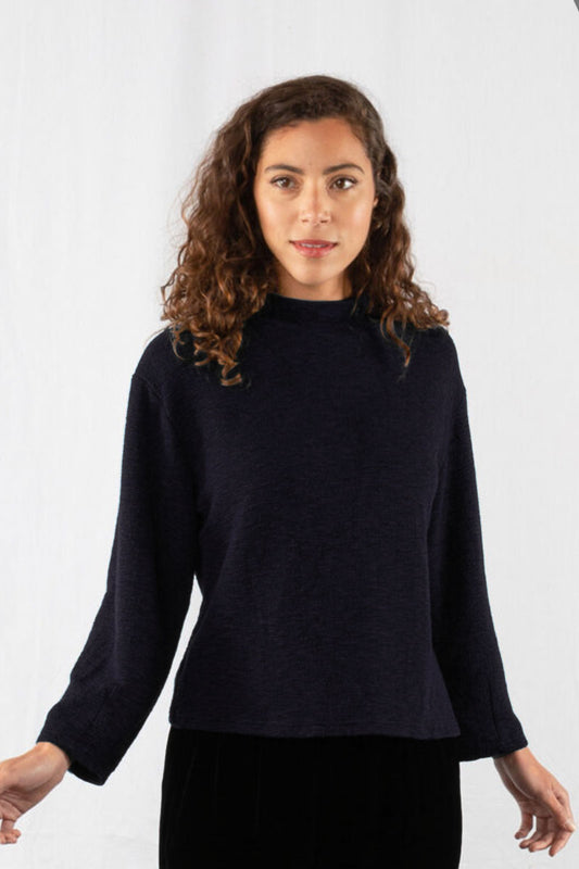 Cut Loose Mock Neck Top Blue Moon