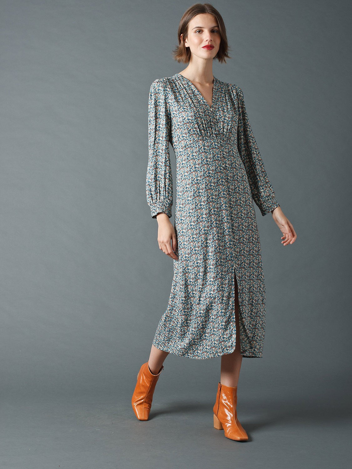Indi & Cold Aquamarine Floral Dress