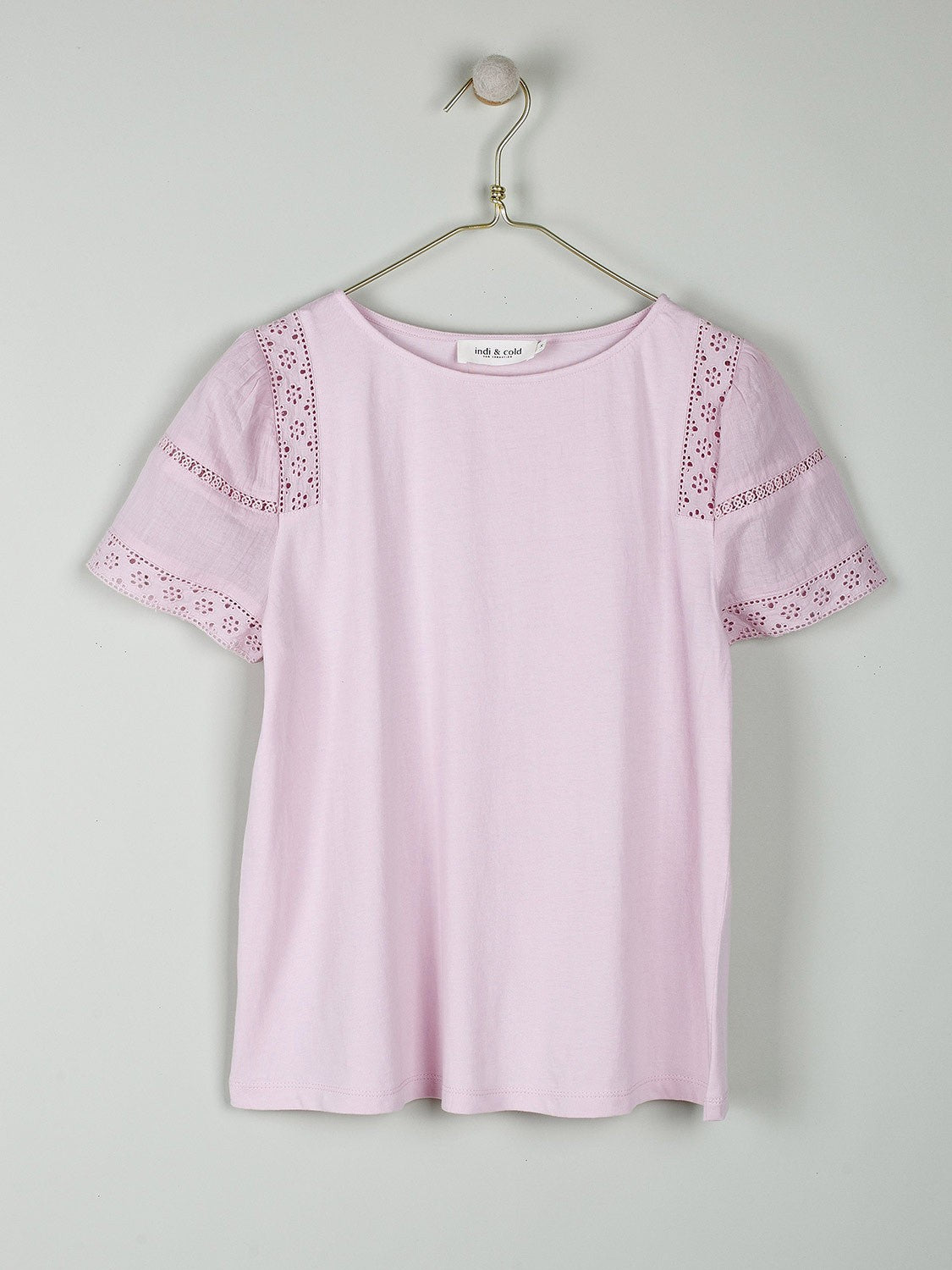 Indi & Cold Cotton Lace T-Shirt Lila