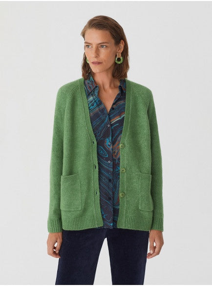 Nice Things Recycled Cardigan Green