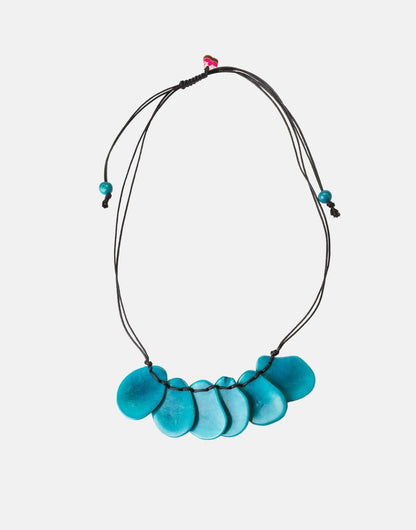 Pretty Pink Jewellery Bogota Tagua Slices Necklace Blue