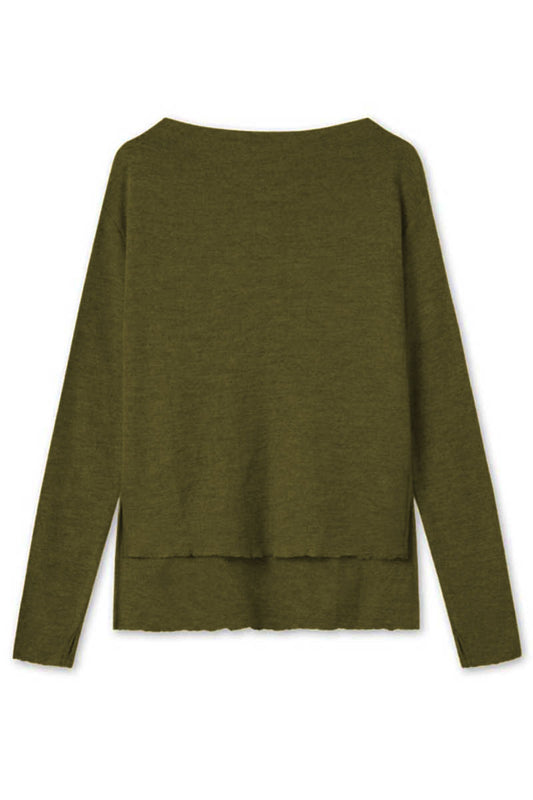By Basics High Neck Shirt With Slits Dark Olive