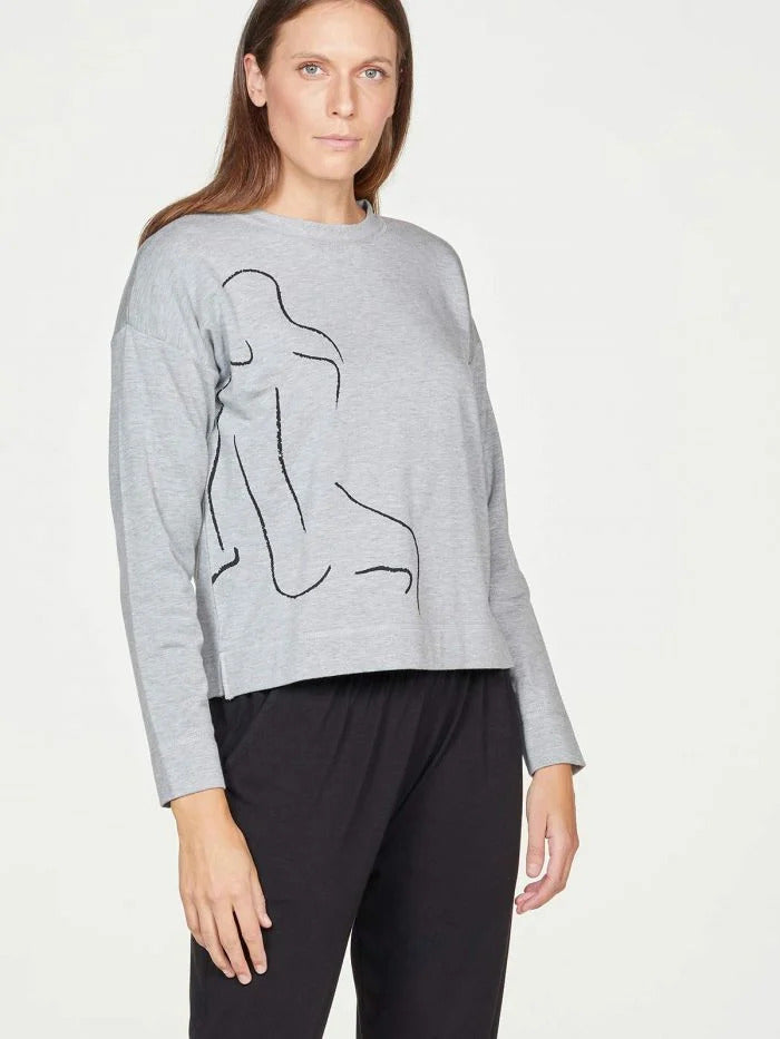 Thought Life Drawing Sweater Grey Marble