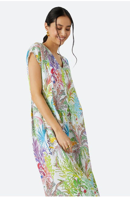 Sahara Chalk Jungle Linen Dress