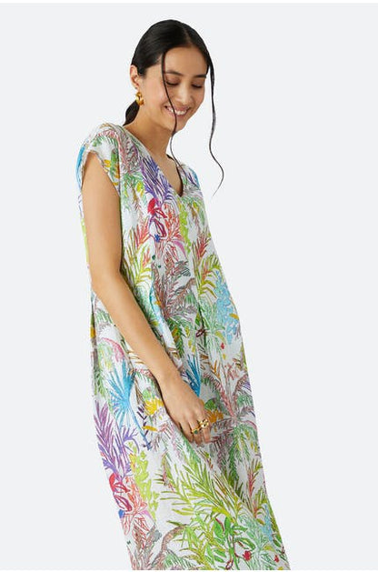 Sahara Chalk Jungle Linen Dress