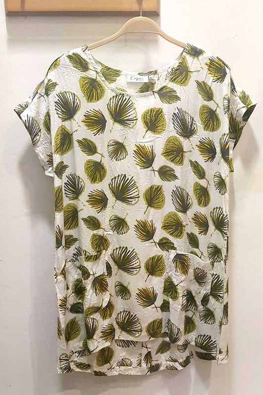 Capri Clothing Fan Print Top Olive