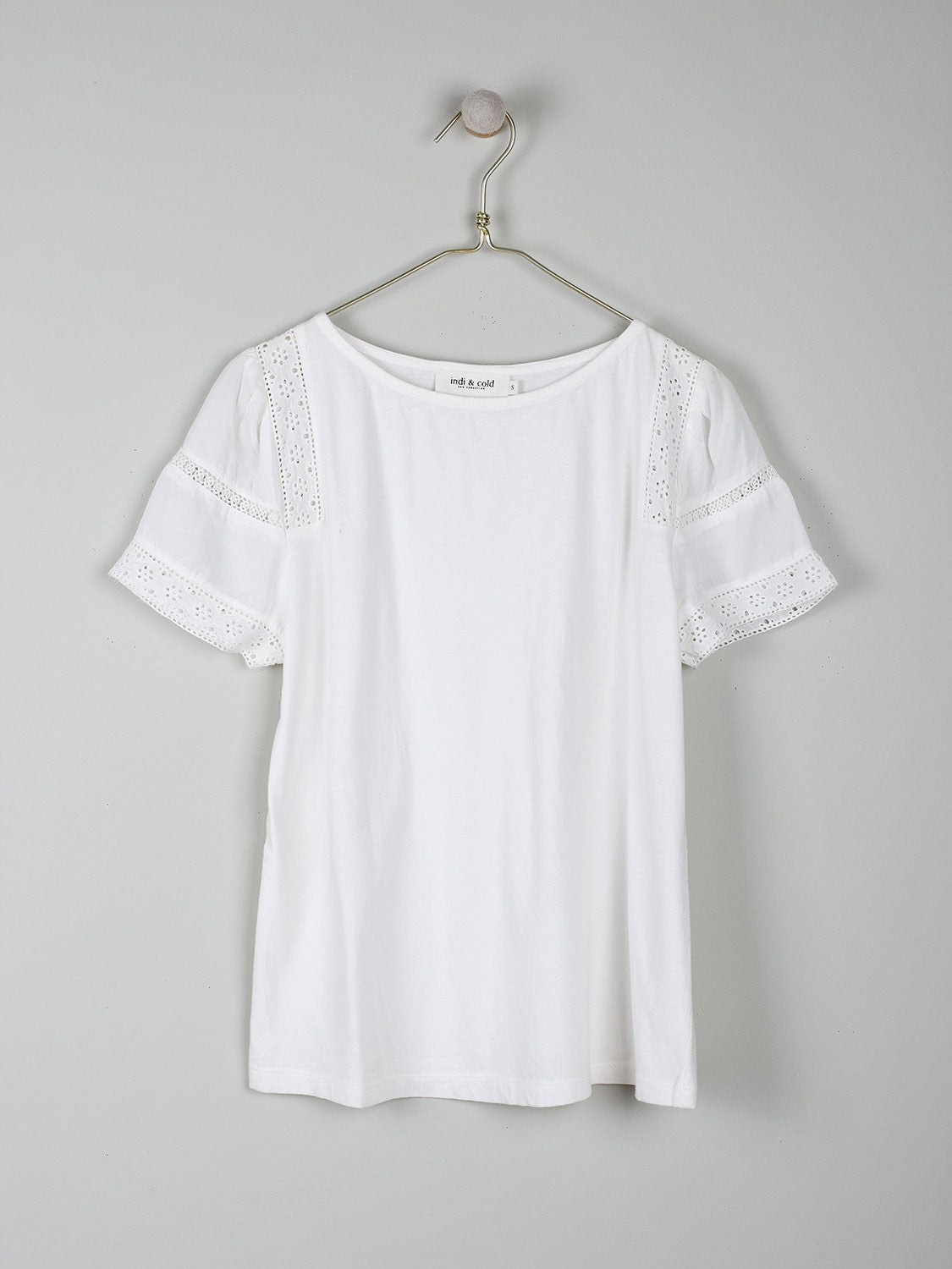 Indi & Cold Cotton Lace T-Shirt White