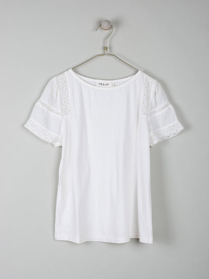 Indi & Cold Cotton Lace T-Shirt White