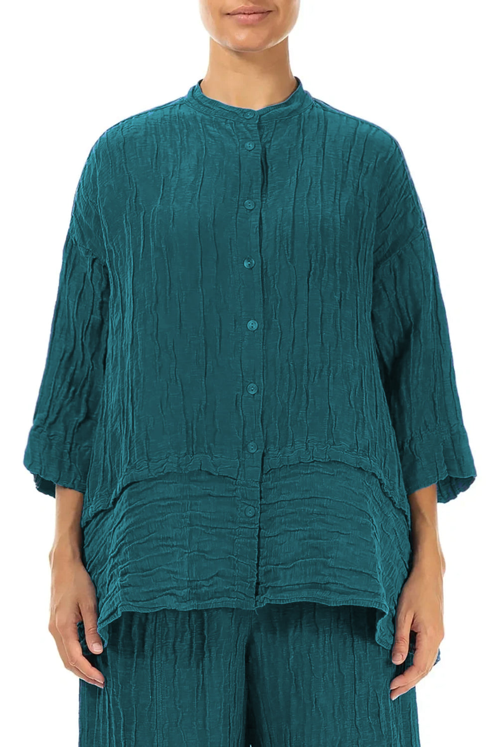 Flared Crinkle Silk 52230 Shirt