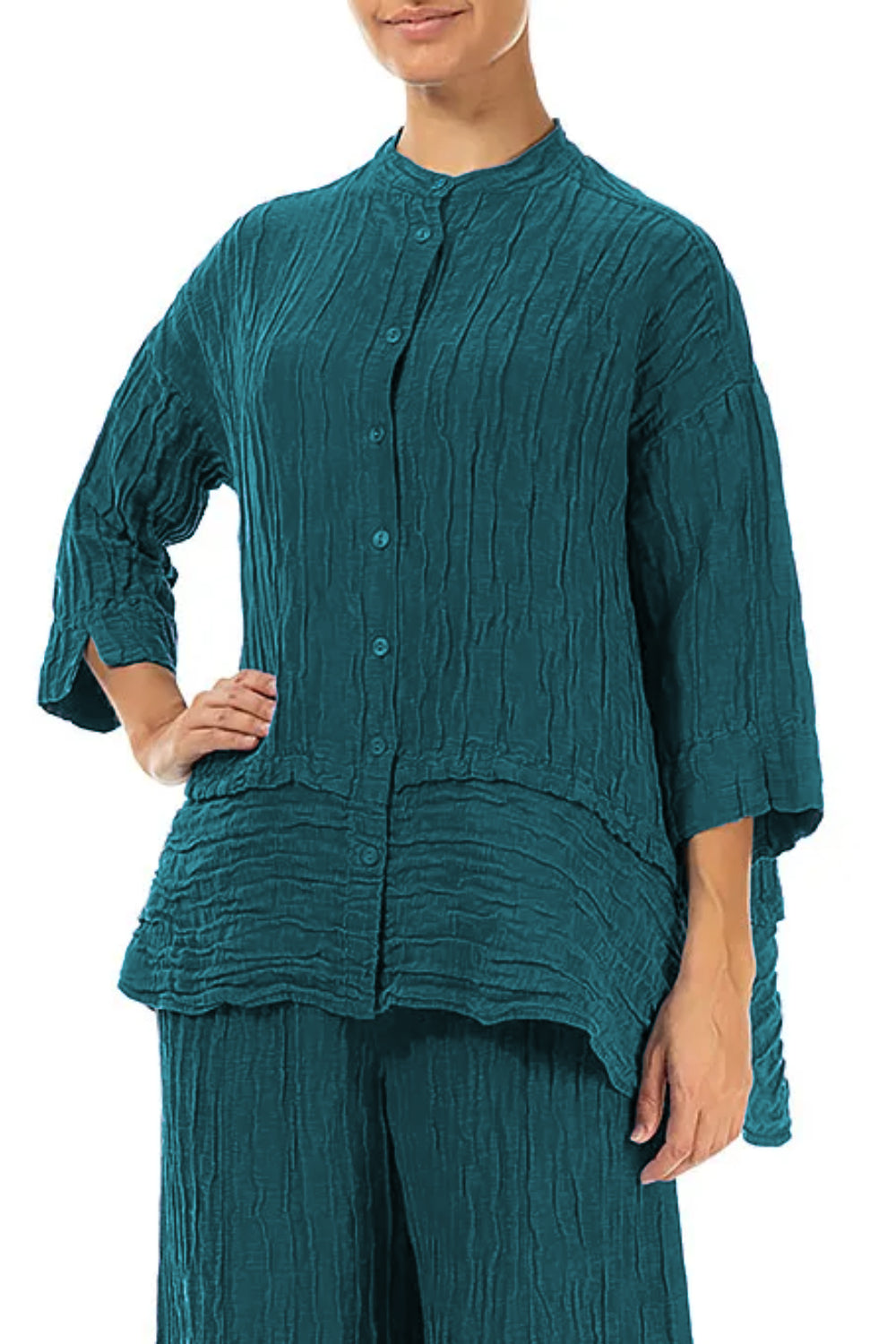 Flared Crinkle Silk 52230 Shirt