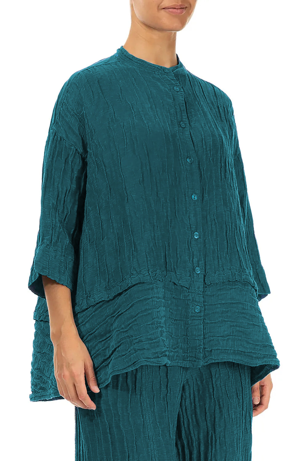Flared Crinkle Silk 52230 Shirt