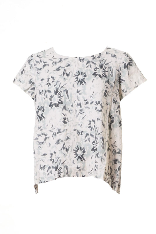 Thing Clothing Linen Flower 6550 Top Indigo Blue