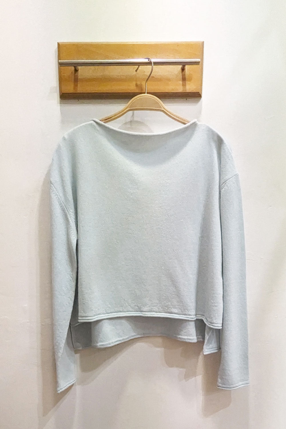 Ochre Frank Longer Back Cashmere Jumper Cloud Blue