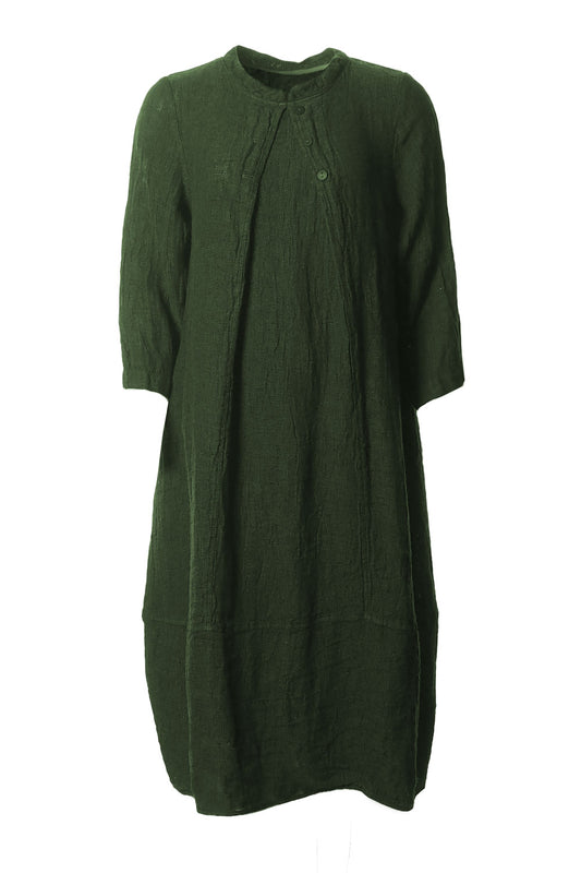 Grizas Front Pleat Woven Linen 91727 Dress Green Green