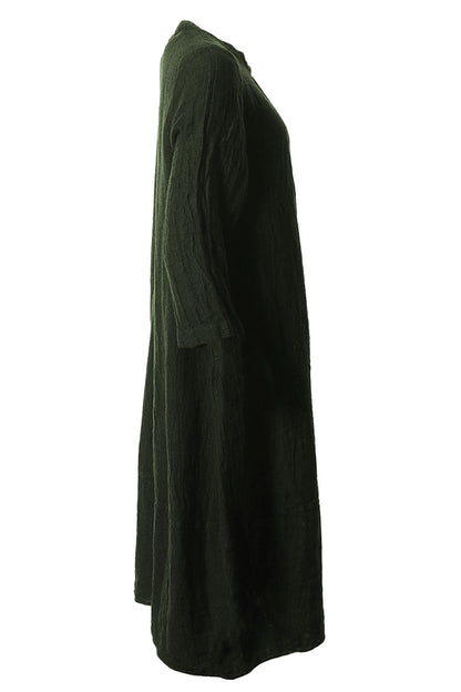 Grizas Front Pleat Woven Linen 91727 Dress Green Green
