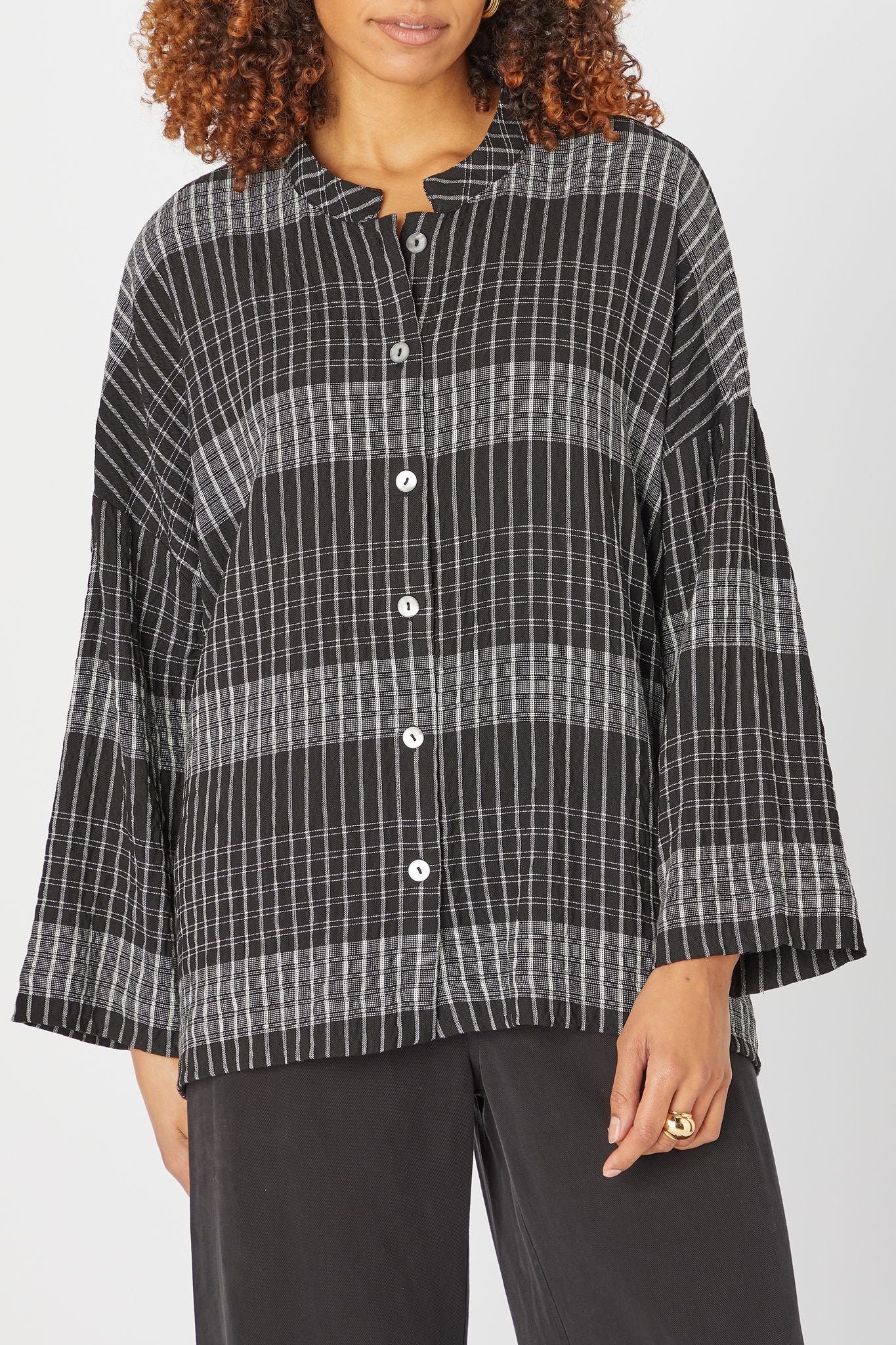 Gradient Check Shirt Black – Jessie Juniper
