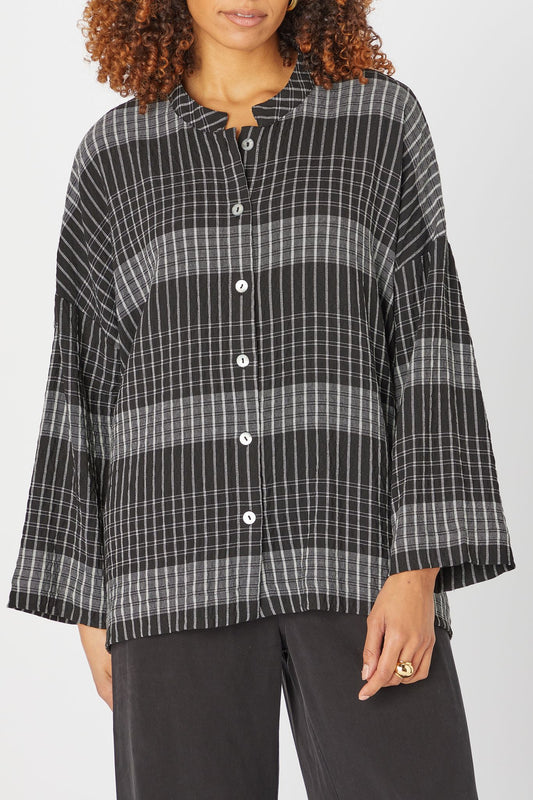 Sahara Gradient Check Shirt Black Black