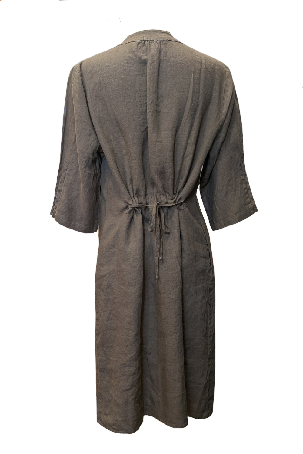 Grandad Collar Linen Long Shirt
