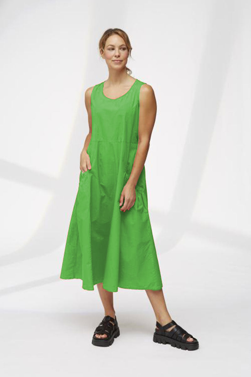 Yellow Label Cotton Sleeveless Dress Plain Green Green