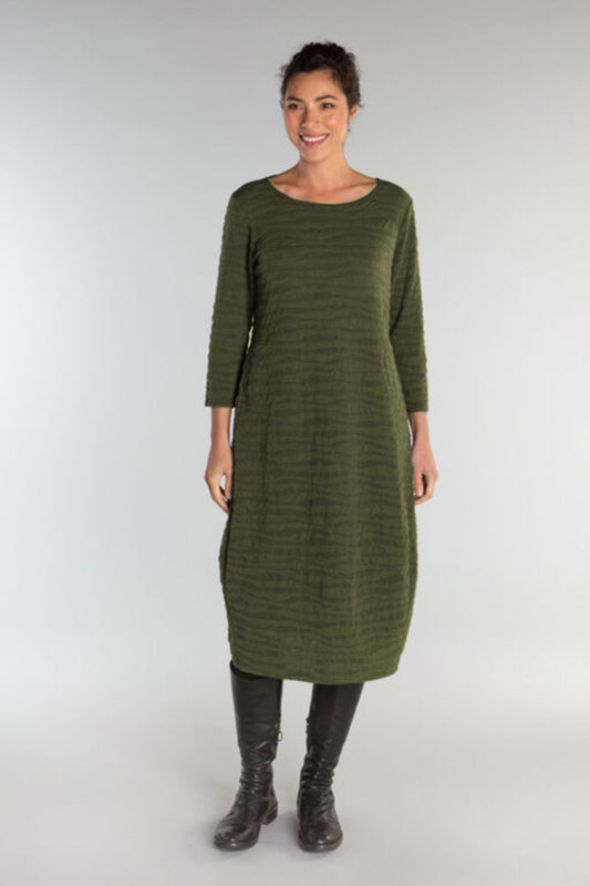Cut Loose 3/4 Sleeve Textured Dress Jungle Green