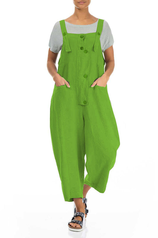 Grizas Linen Button 3714 Dungarees Spring Green