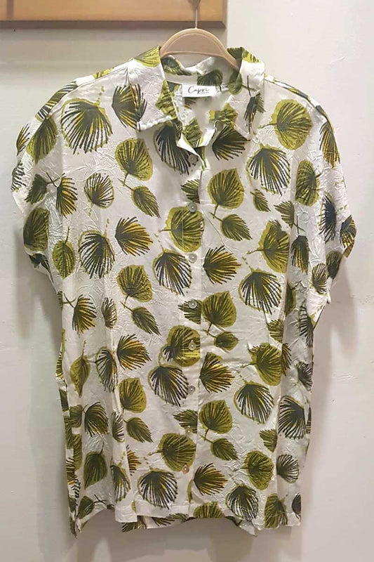 Capri Clothing Fan Print Shirt Olive