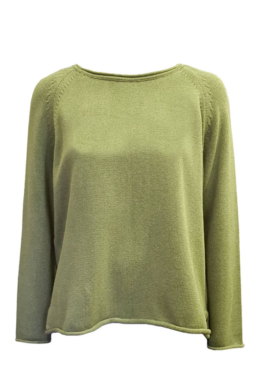 Ochre Reese Cotton Jumper Sea Green Green