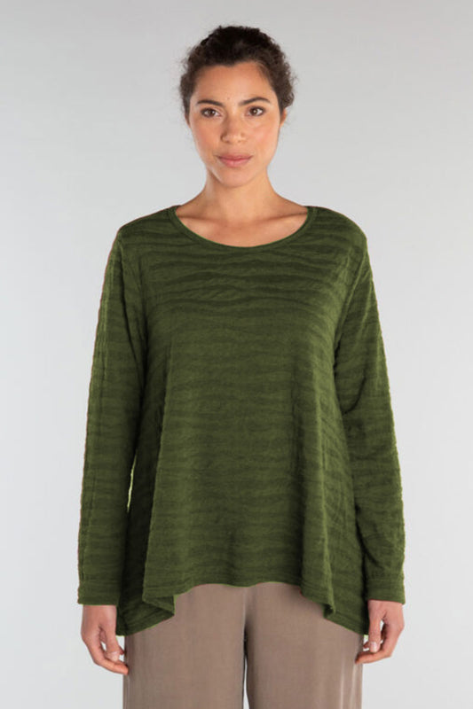 Cut Loose Easy Hi-Low Textured Top Jungle Green
