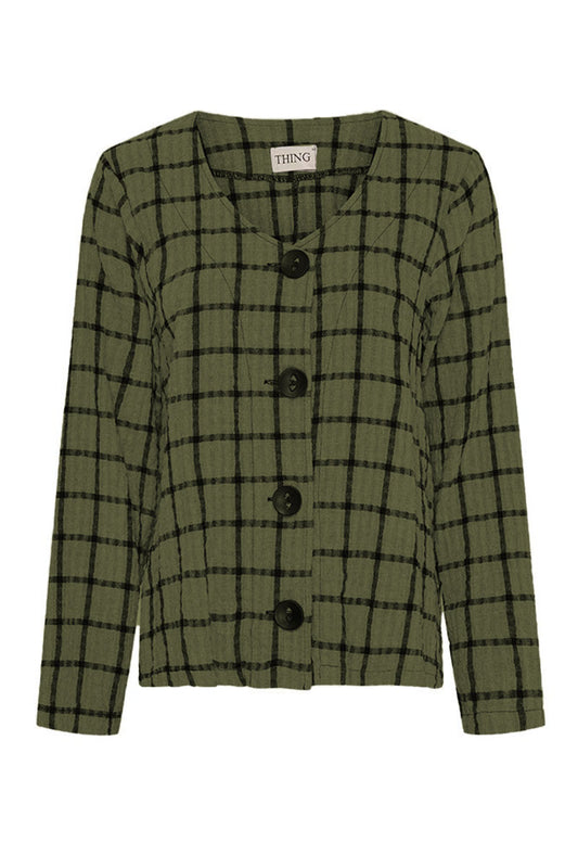 Thing Clothing Plaid Structure 6660 Jacket Olive Green