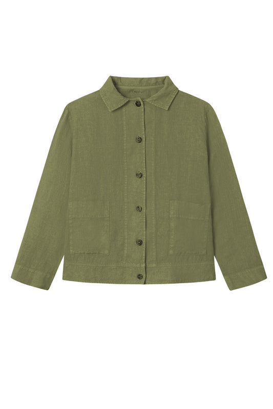 By Basics Short Pocket Jacket Capers Green