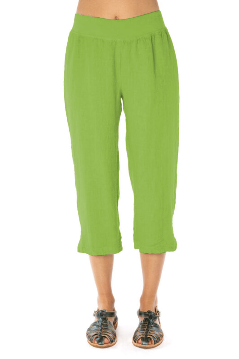 Cut Loose Linen Capri Trousers Meadow Green