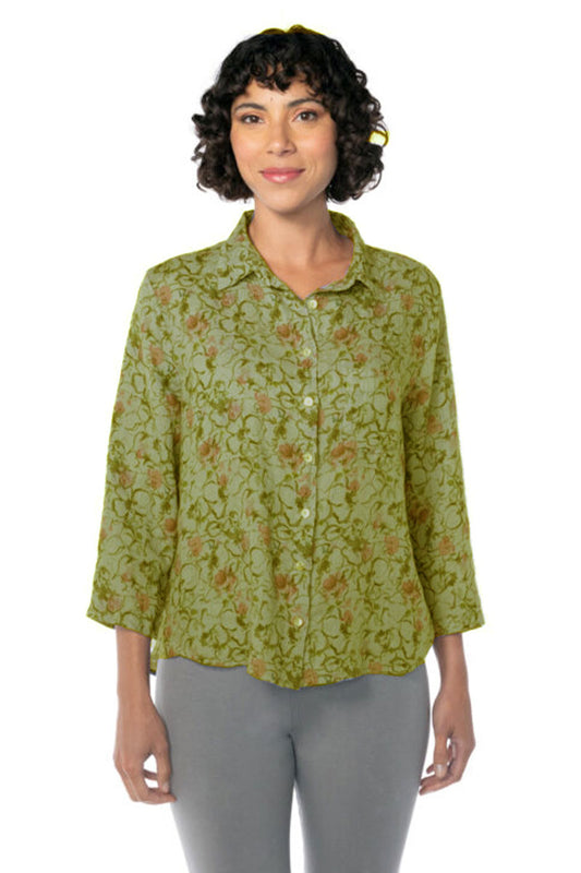 Cut Loose 3/4 Sleeve Pocket Shirt Meadow Green