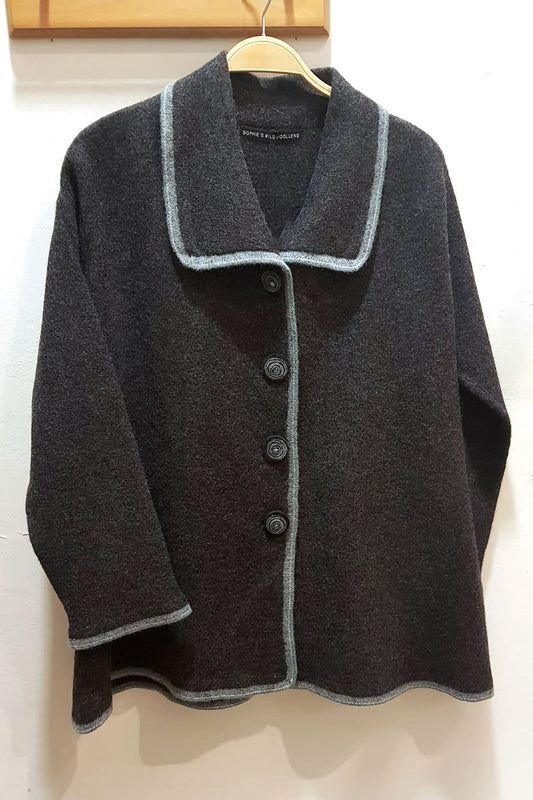 Sophies Wild Woollens Charcoal and Duck Egg 4 Button Jacket