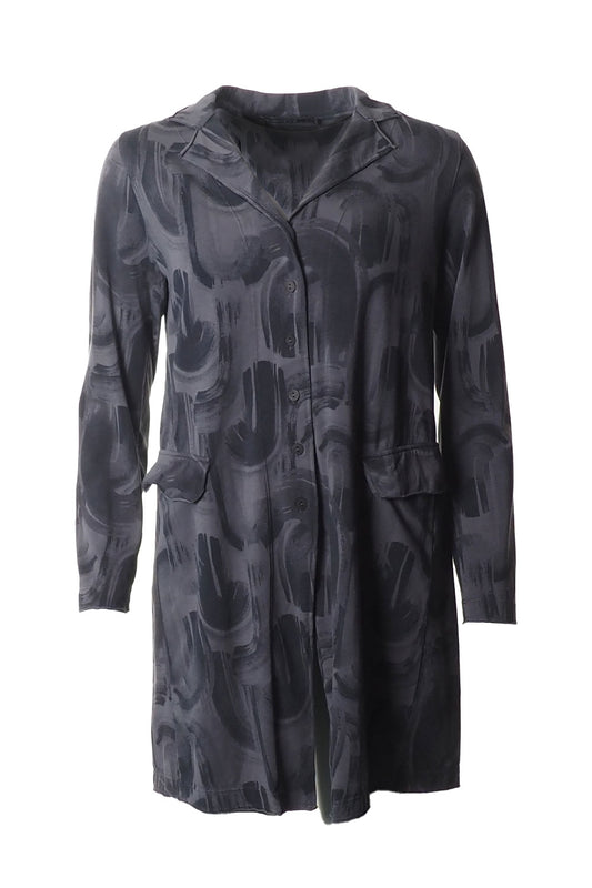 Grizas Abstract Swirl Cotton 71262 Long Jacket Grey Grey