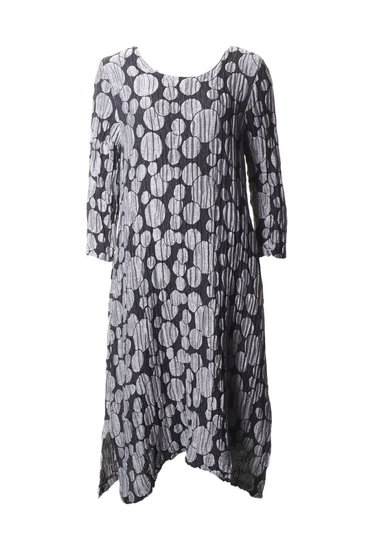 Grizas Bubble Crinkle Silk 91052 Shift Dress Grey Grey