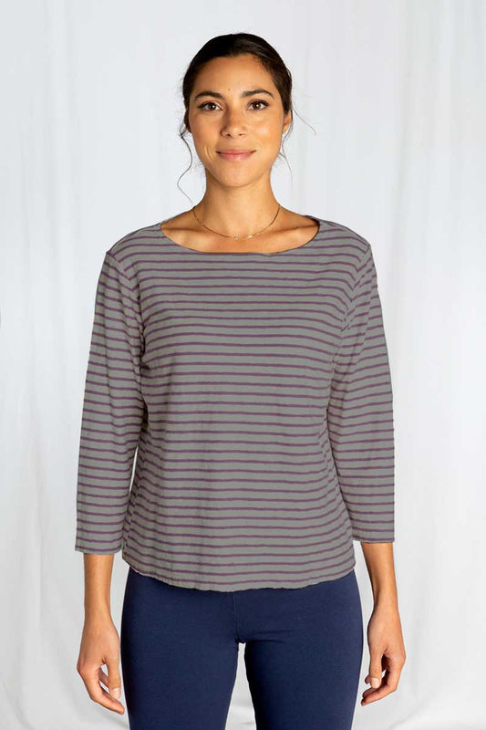 Cut Loose 3/4 Boatneck Top Stripe Rye