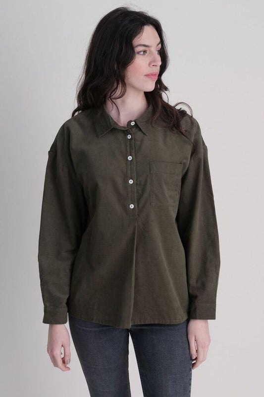 Bibico Calla Boxy Cord Top Olive