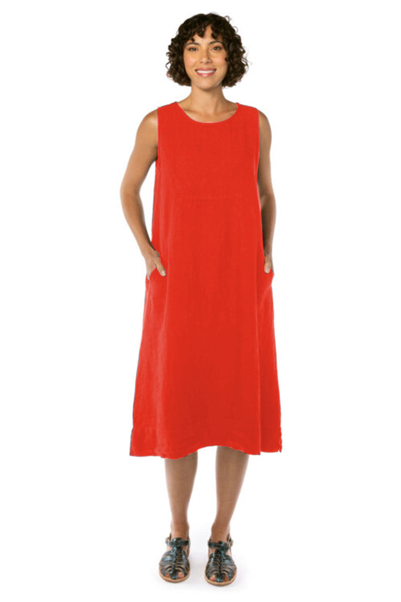 Cut Loose Linen Seamed Easy Dress Harbor Red