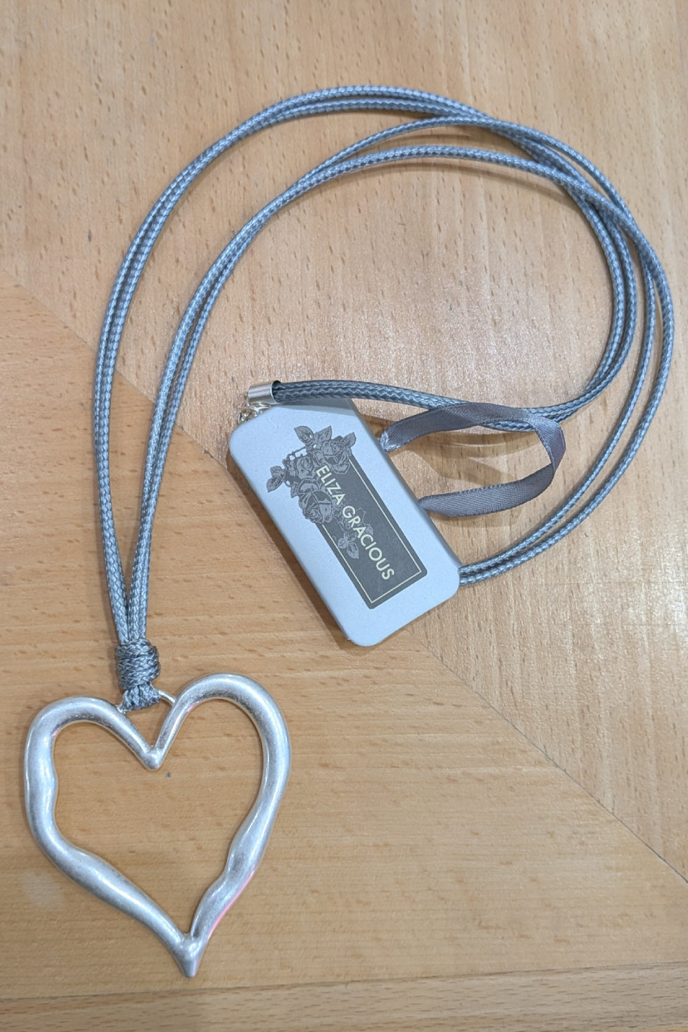 Large Corded Open Heart Pendant