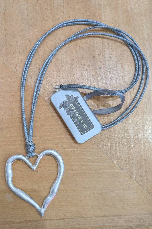 Large Corded Open Heart Pendant