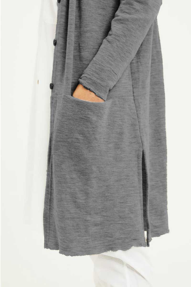 By Basics Blusbar Loose Hooded Cardigan Steel