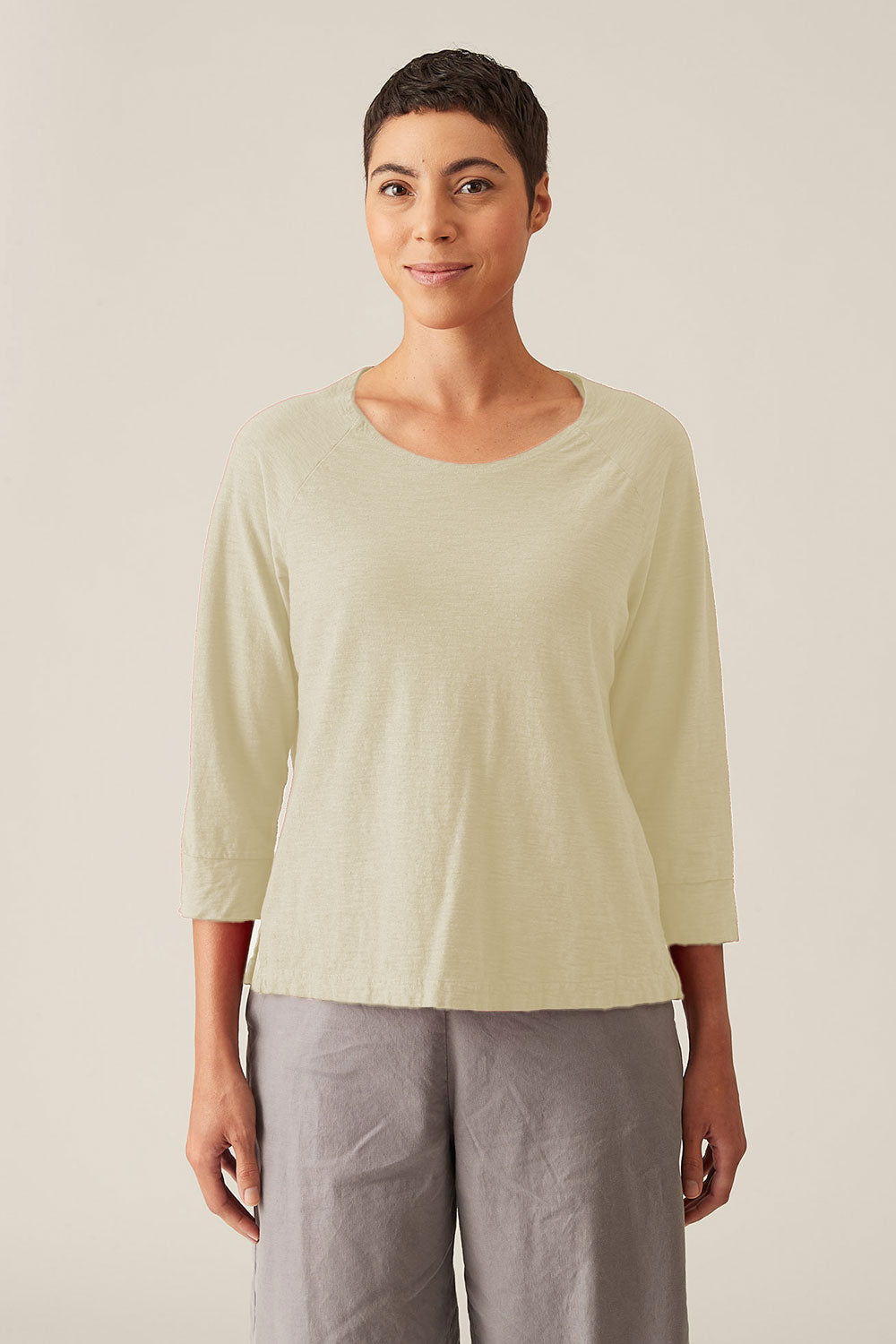 Cut Loose Linen Cotton Raglan Top Jicama