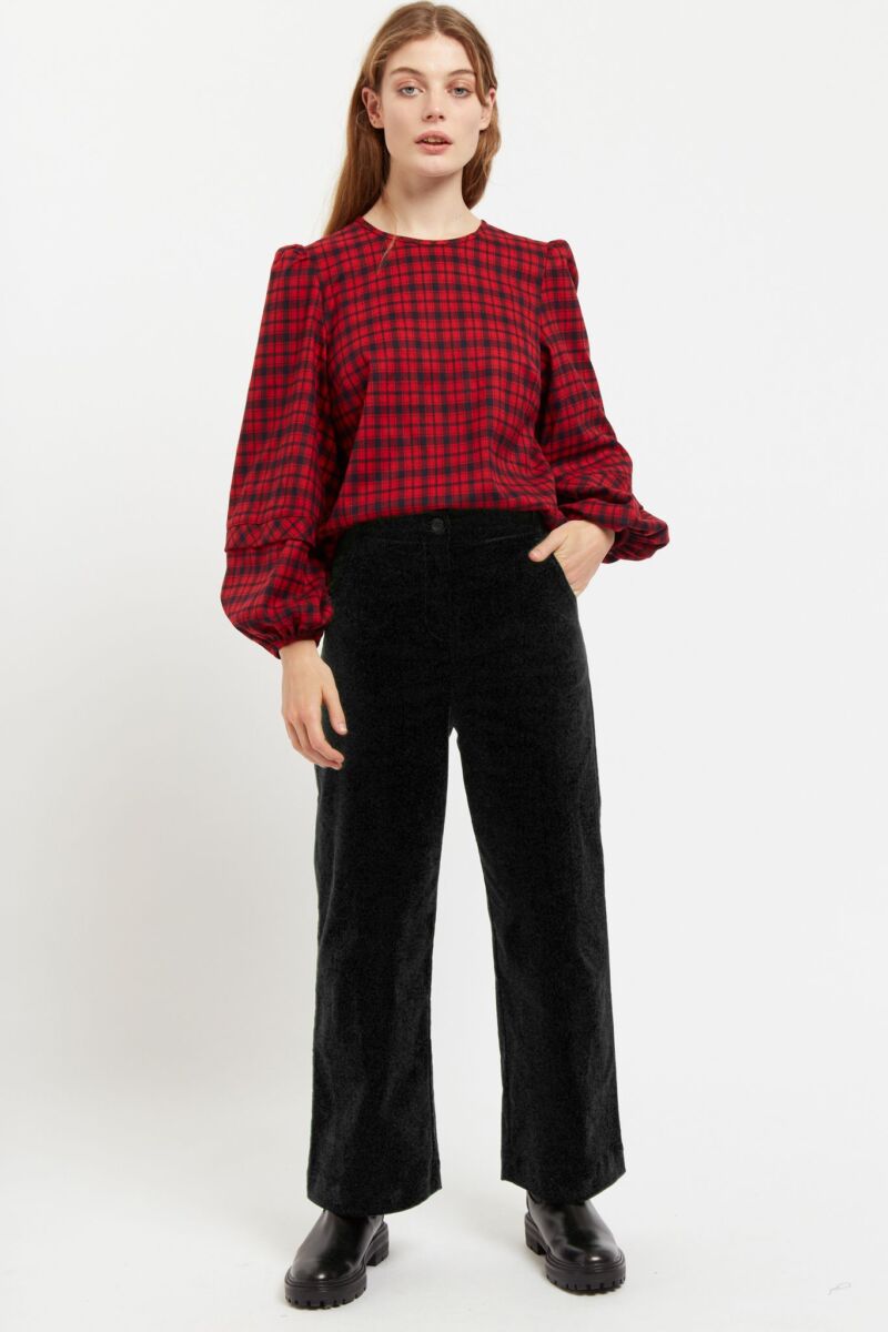 Louche Tim Cord Straight Leg Trousers Black