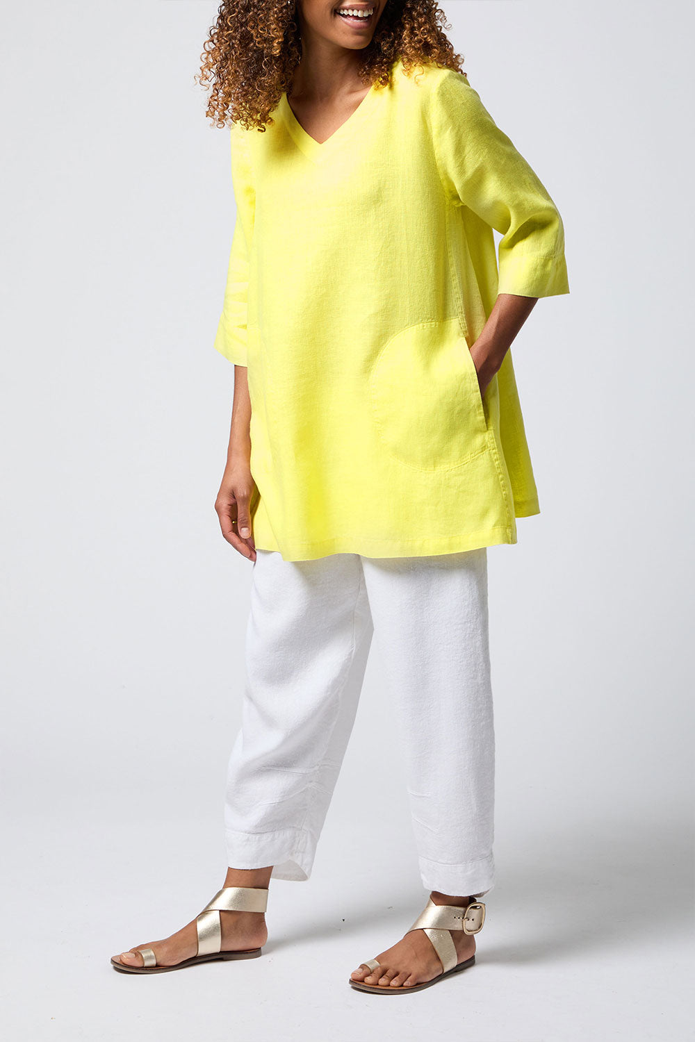 Sahara Linen Pocket Detail Tunic Canary